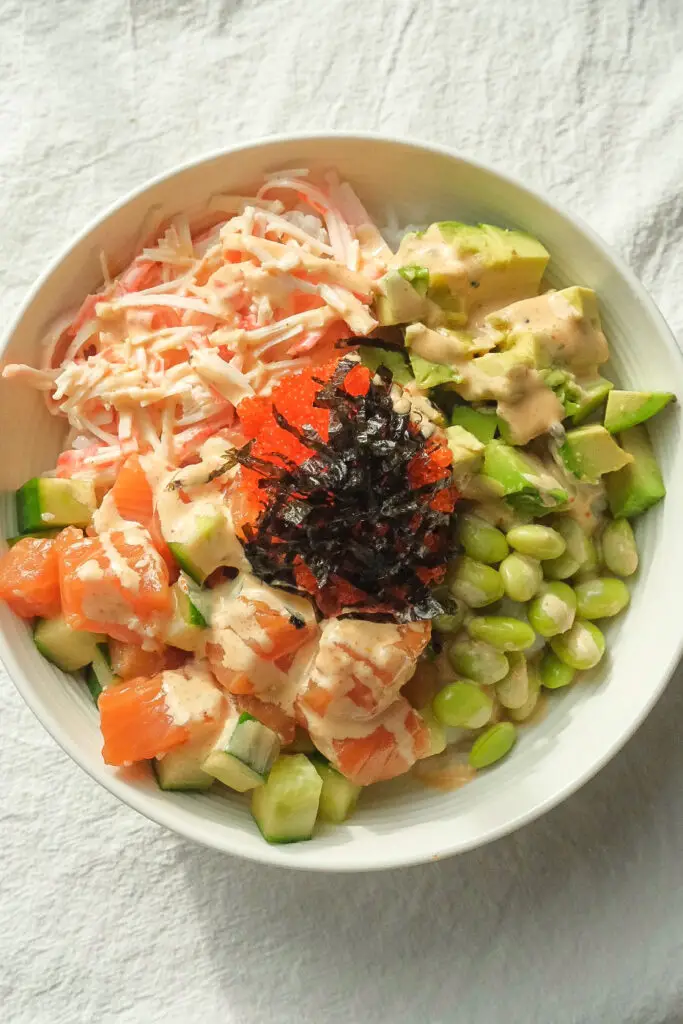 The Easiest Salmon & Crab Poke Bowl